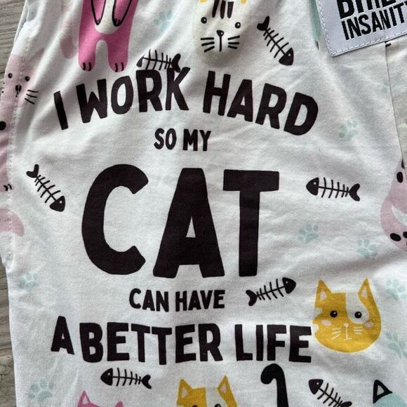 Brief Insanity Mens Multicolor Allover Cat Design Relaxed Fit Lounge Pants Small - Picture 5 of 7